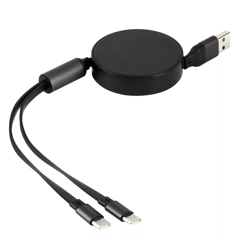 MAX 2IN1, usb type-c kabl za punjenje i prenos podataka, 2 u 1, 100w, crni