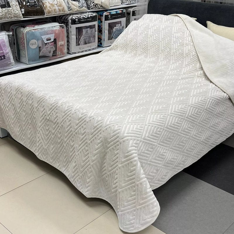 Ćebe Merinos 220x240cm A3 Kocka Bež boja