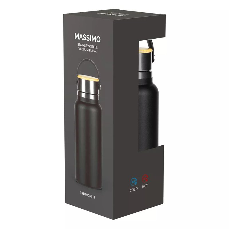 MASSIMO, termos, 1000 ml, crni
