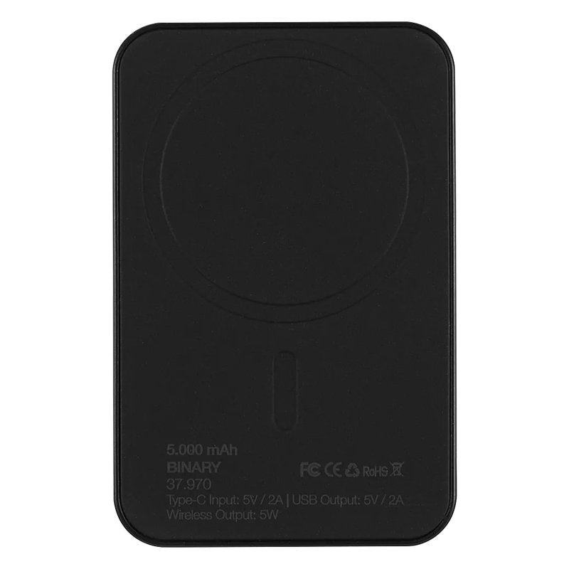 BINARY, pomoćna baterija sa magnetom, 5.000 mah, bežično punjenje, 5w, crna