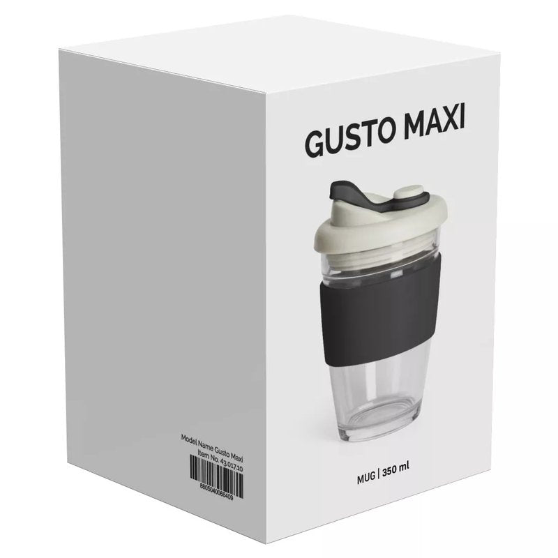 GUSTO MAXI, čaša sa silikonskim držačem, 350 ml, crna