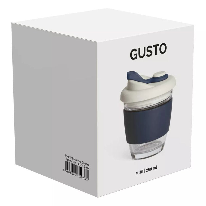 GUSTO, čaša sa silikonskim držačem, 250 ml, plava