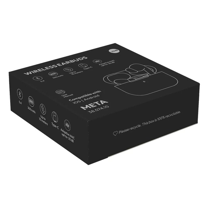 META, bežične stereo slušalice sa bežičnim punjenjem, crna