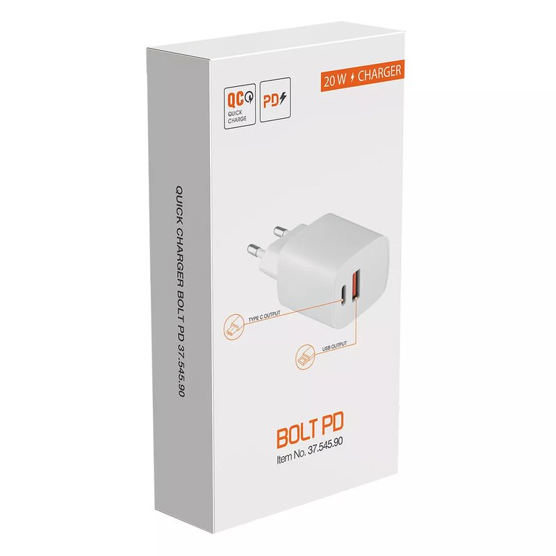 BOLT PD, adapter za uređaje sa usb i type-c izlazom, beli