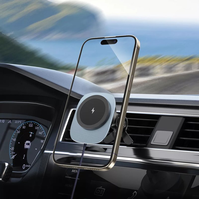 LANDO, držač i bežični punjač mobilnih telefona za automobil, tamno sivi