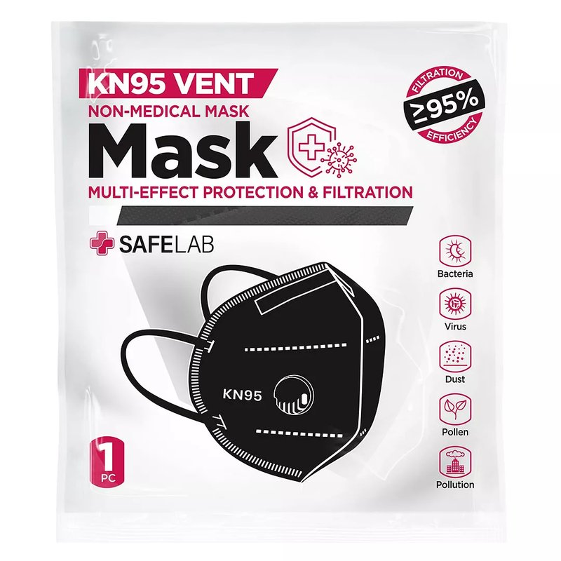 KN95 VENT, maska sa ventilom, crna