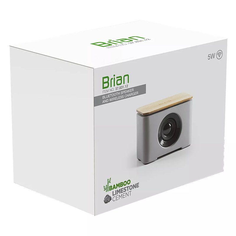 BRIAN, bluetooth zvučnik sa bežičnim punjačem, sivi
