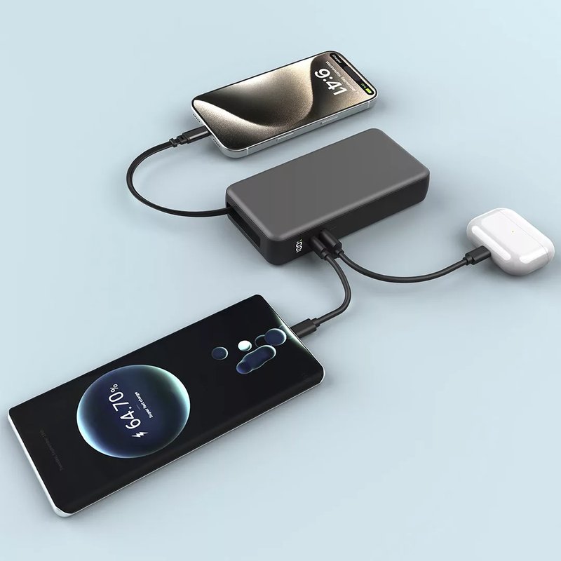 HOPSON 10PD, pomoćna baterija, 10.000 mah, sa kablom na izvlačenje, tamno siva