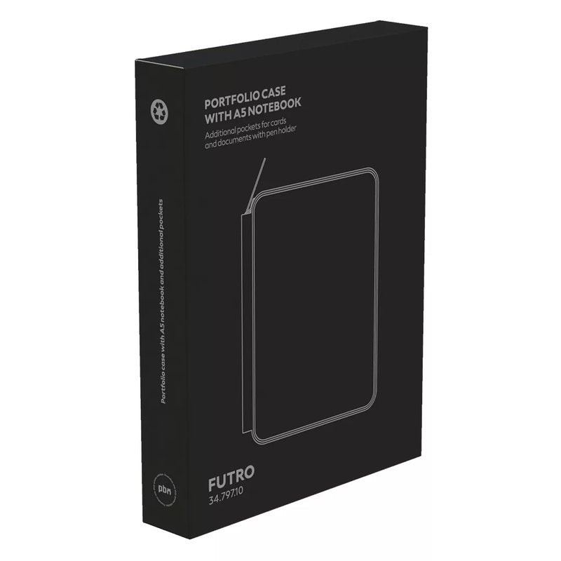 FUTRO, portfolio sa notesom a5 u poklon kutiji, crni