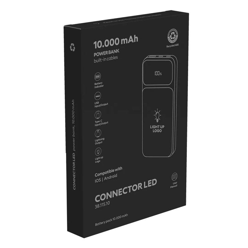 CONNECTOR LED, pomoćna baterija, 10.000 mah, crna