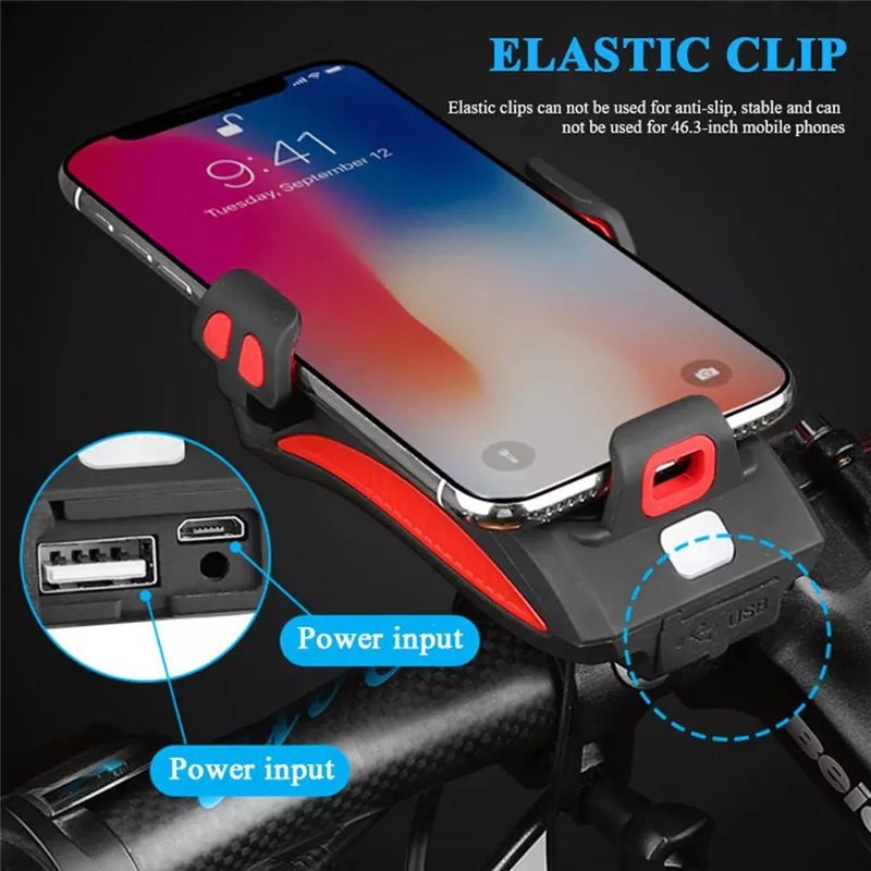 Lampa za bicikl + držač za mobilni + sirena