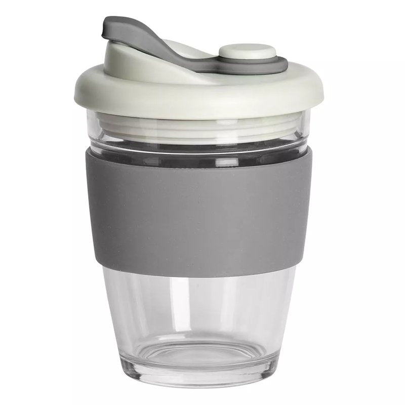 GUSTO MAXI, čaša sa silikonskim držačem, 350 ml, tamno siva