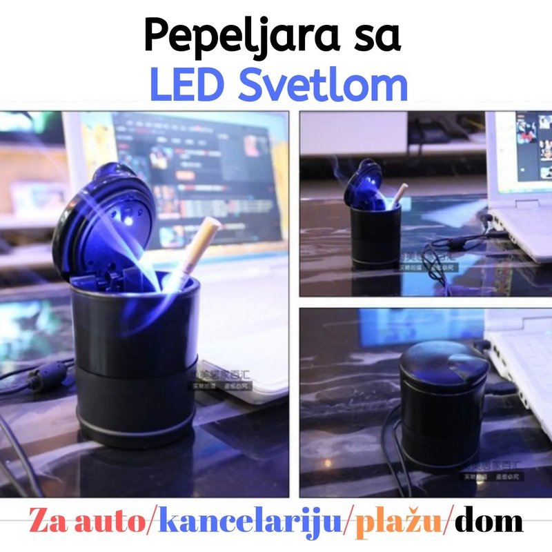 LED Osvetljena Pepeljara za auto/kancelariju/plažu/dom – 2 za 1400 din!