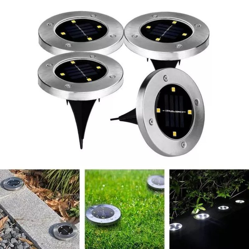 Ubodne Solarne Disk Svetiljke (set od 4) – 4 Led dioda