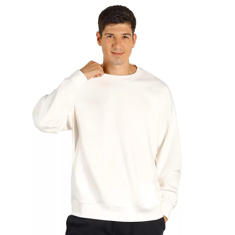 BIG, unisex široka dukserica od organskog pamuka, 300 g/m2, krem-bela