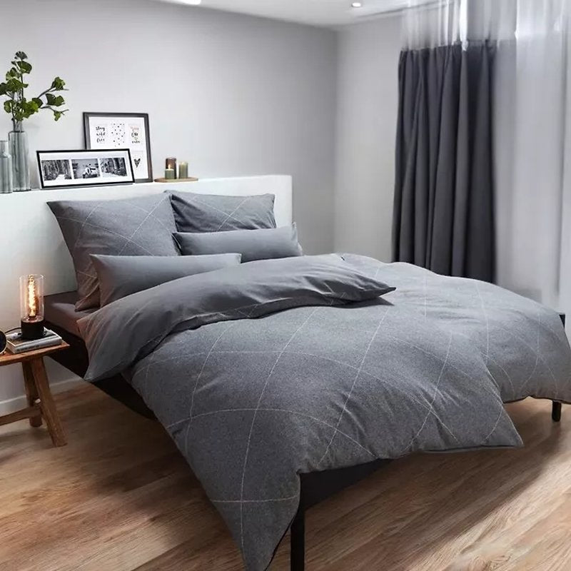 Jorganska navlaka + 2 jastučnice Dark grey FLANEL  DOUBLE