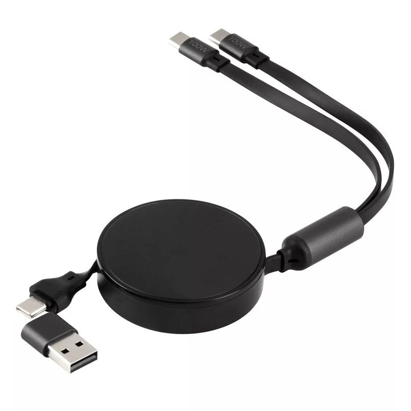 MAX 2IN1, usb type-c kabl za punjenje i prenos podataka, 2 u 1, 100w, crni