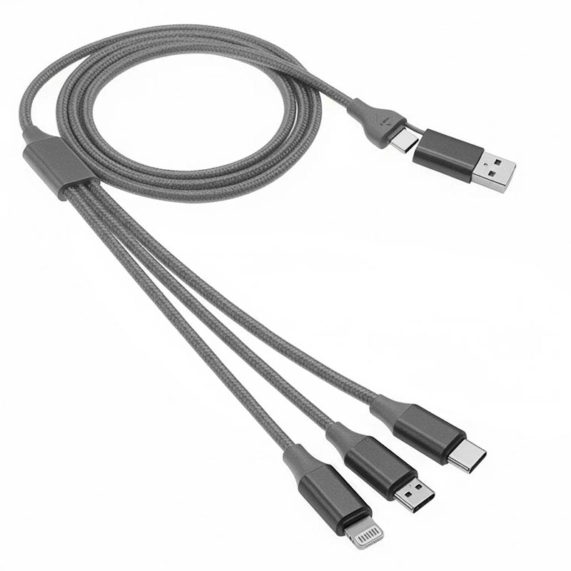 FLET 60W 6IN1, usb type-c kabl za punjenje i prenos podataka, 6 u 1, 60w, tamno sivi