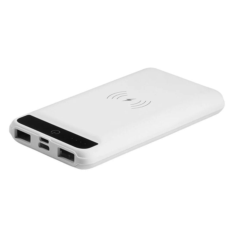 AMPER, pomoćna baterija, 10000 mah, bežično punjenje, bela