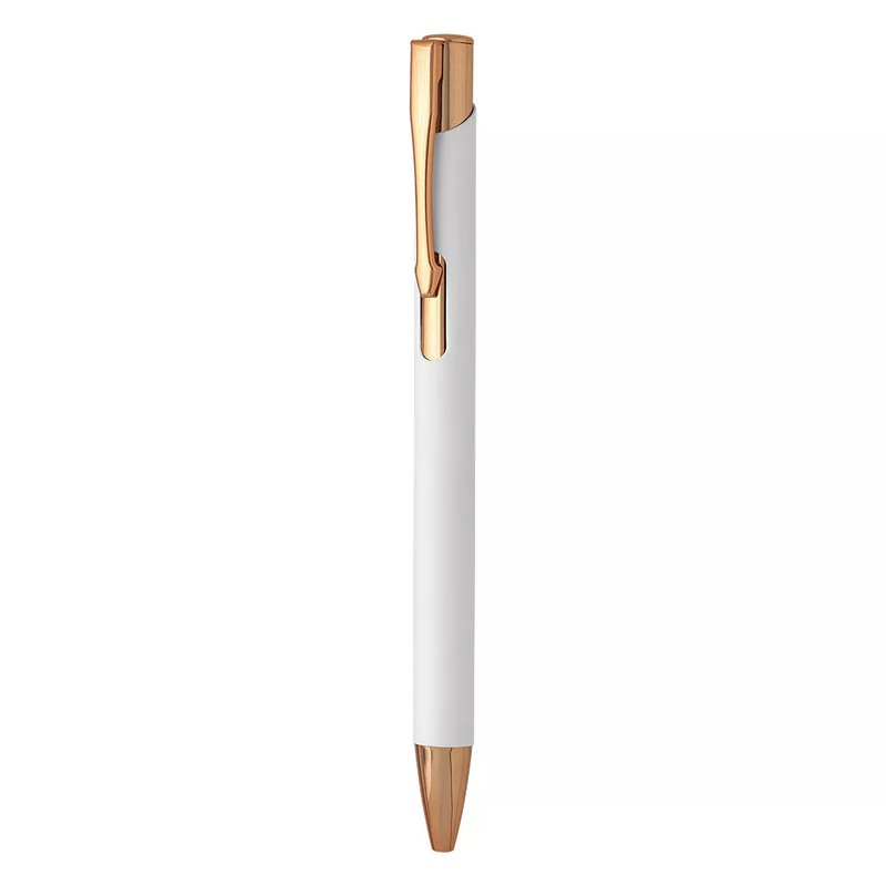 OGGI ROSE GOLD, metalna hemijska olovka, bela