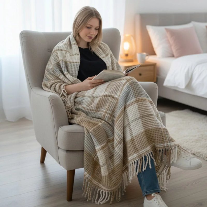 Ćebe Cozy 180x220cm Inka Bej – Akril/Pamuk