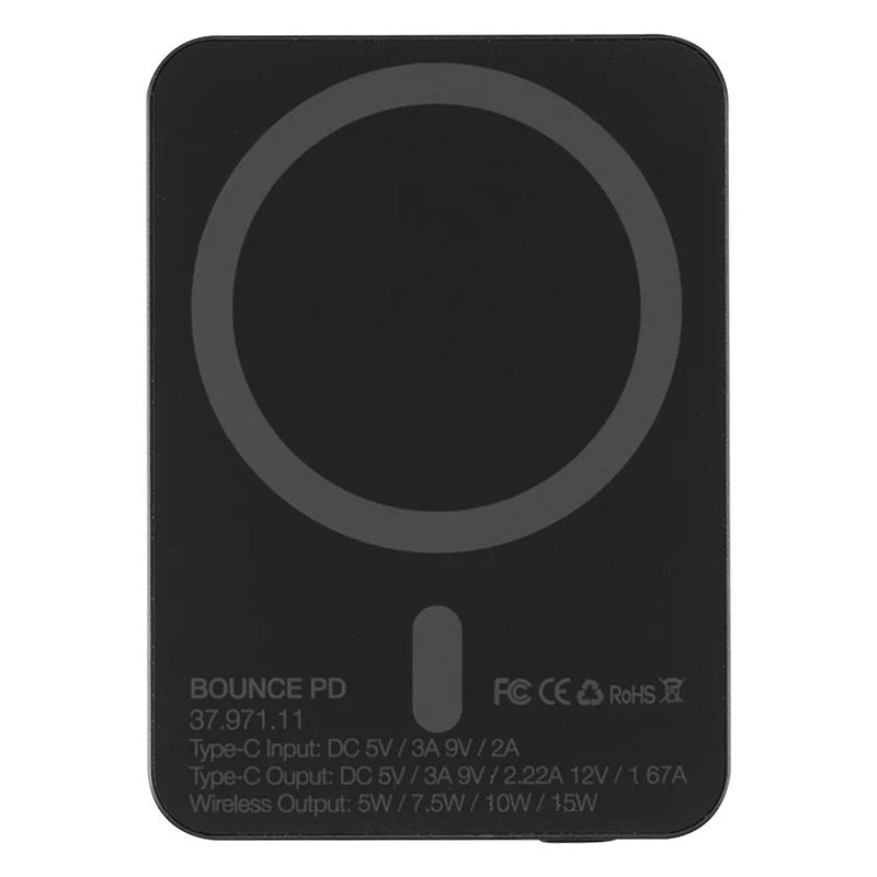BOUNCE PD, pomoćna baterija sa magnetom, 5.000 mah, bežično punjenje, 15w, tamno siva