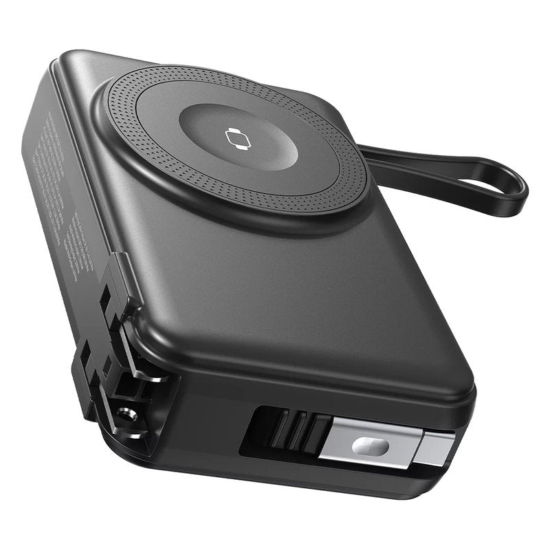 EDISON 10PD 35W, univerzalni putni punjač pomoćna baterija, 10.000 mah, 35w sa magnetom i kablom na izvlačenje, crna