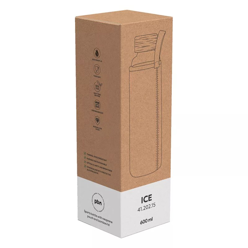 ICE, sportska boca sa neopren navlakom, 600 ml, pepeljasta