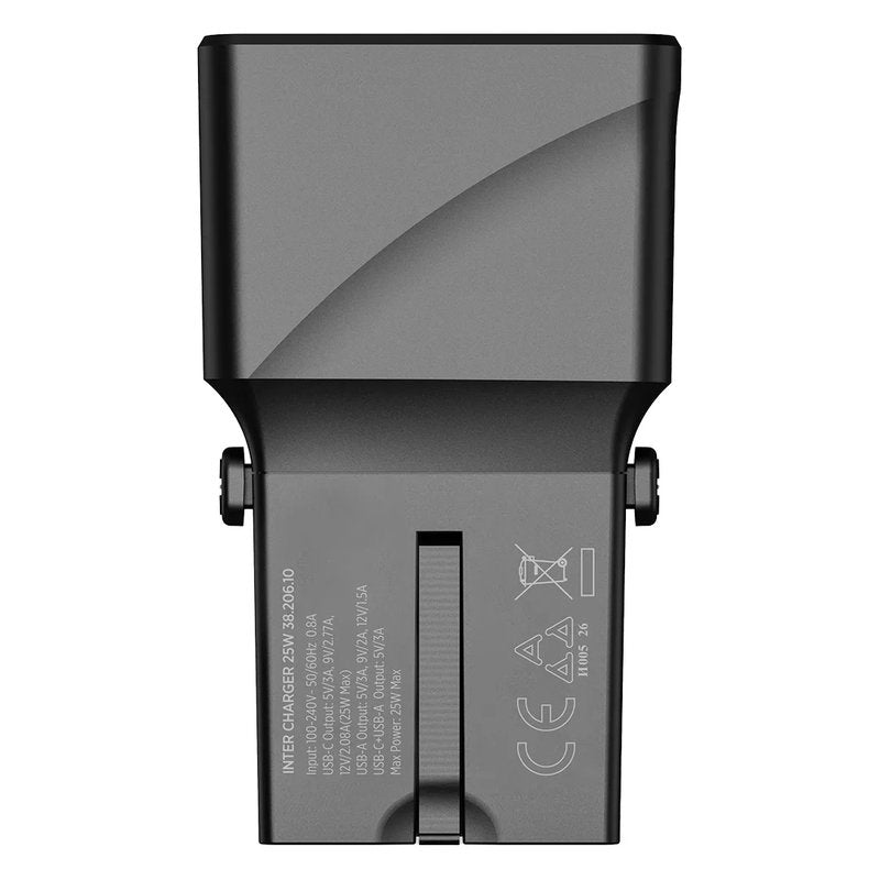 INTER CHARGER 25W, univerzalni putni zidni punjač, 25w, crni