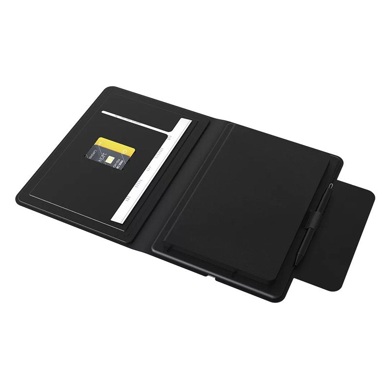 GLOBAL 2IN1, portfolio sa notesom a5, pomoćnom baterijom 5.000 mah, bežičnim punjačem za dva uređaja i magnetom u poklon kutiji, crni
