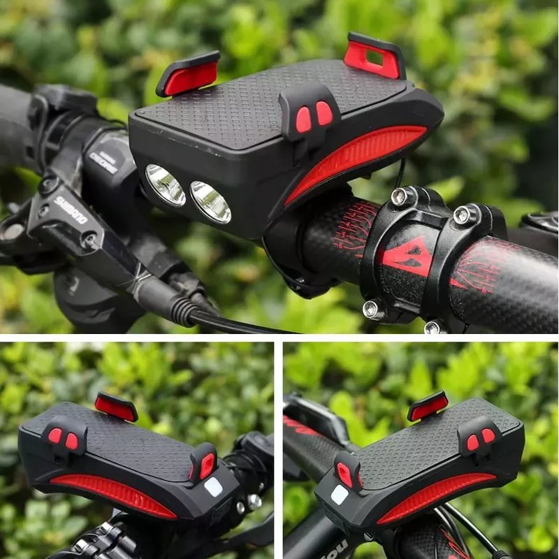 Lampa za bicikl + držač za mobilni + sirena