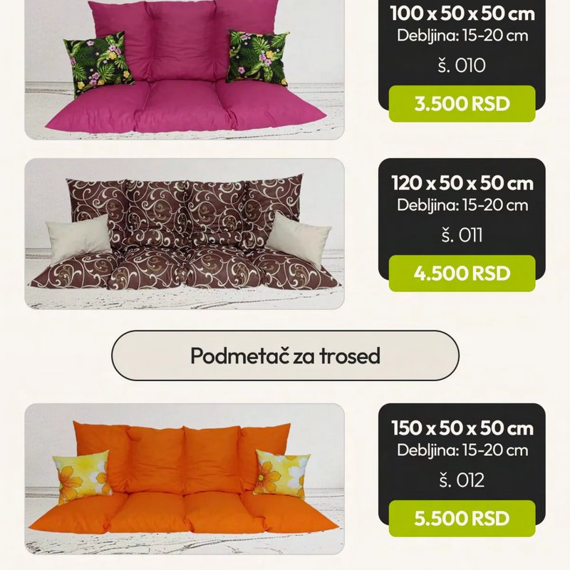 Magic Trio baštenski jastuci i podmetači po meri