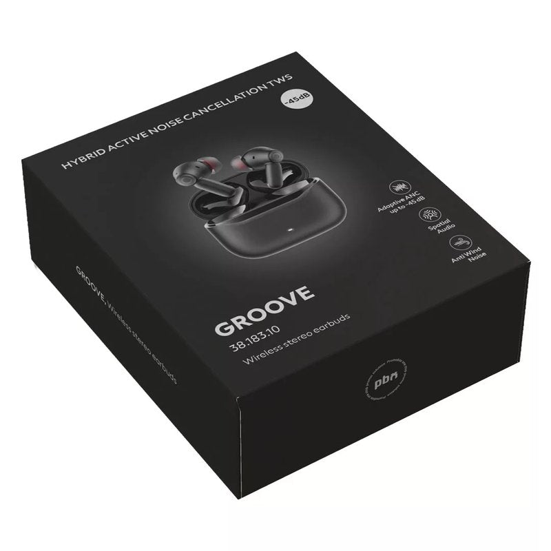 GROOVE, bežične stereo slušalice, crne