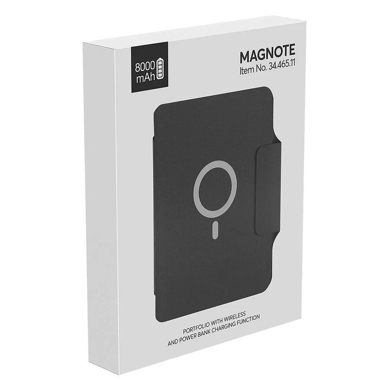 MAGNOTE, portfolio sa notesom a5 i pomoćnom baterijom za bežično punjenje, 8000 mah, tamno sivi