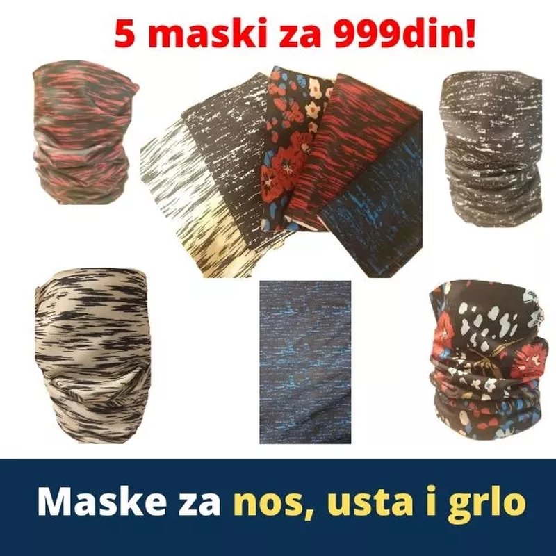 Maske za vrat, usta i nos… Razne šare – 5 maski za 999din!