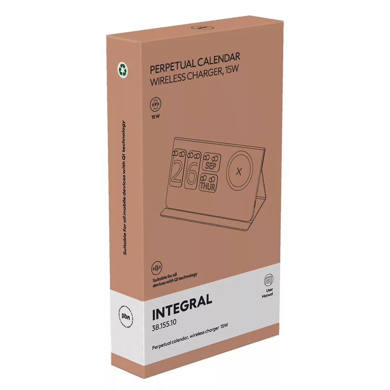 INTEGRAL, večiti stoni kalendar i bežični punjač, 15w, sa magnetom, crni