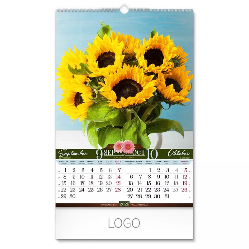 FLOWERS, zidni kalendar: 7 listova, dvomesečni