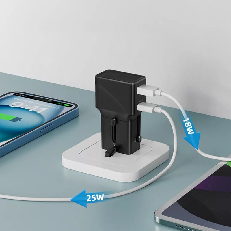 INTER CHARGER 25W, univerzalni putni zidni punjač, 25w, crni